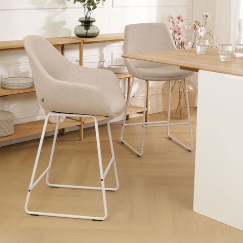 Nolon Nino-Mae Barkruk Beige - met Armleuning - Wit - 75 cm - vtwonen shop