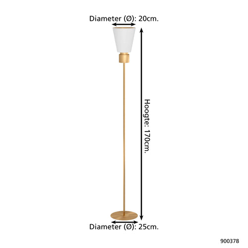 EGLO vloerlamp Aglientina - e27 - 170 cm - koper-geborsteld/wit - vtwonen shop