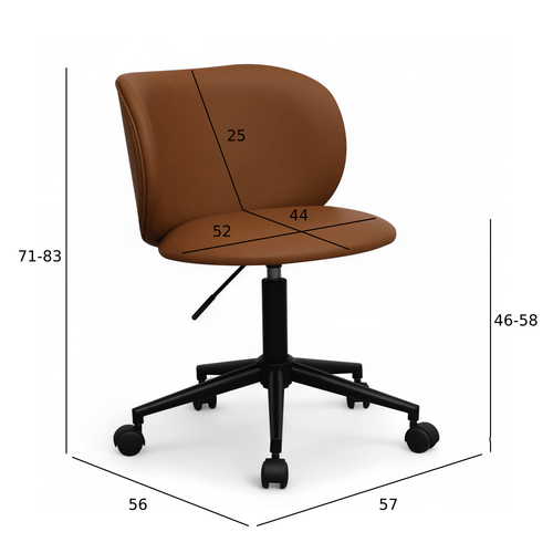 Furnhouse bureaustoel Bobo - Cognacbruin - Kunstleer - 56x57x71