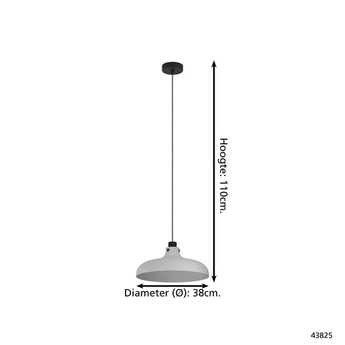 EGLO hanglamp Matlock - e27 - ø 38 cm - grijs/zwart - staal