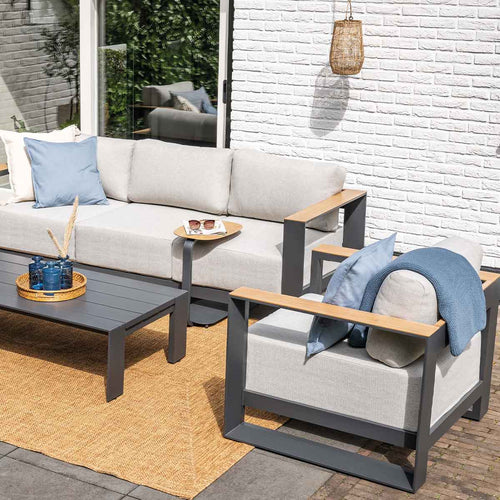 Lucca laptop tafel - 45x30xH51cm - carbon black -   light teaklook - vtwonen shop