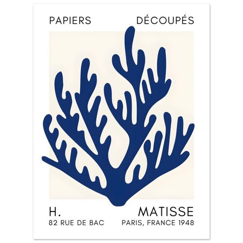 Artfulprints  Matisse – Coral harmony navy blue II   poster 30x40 cm
