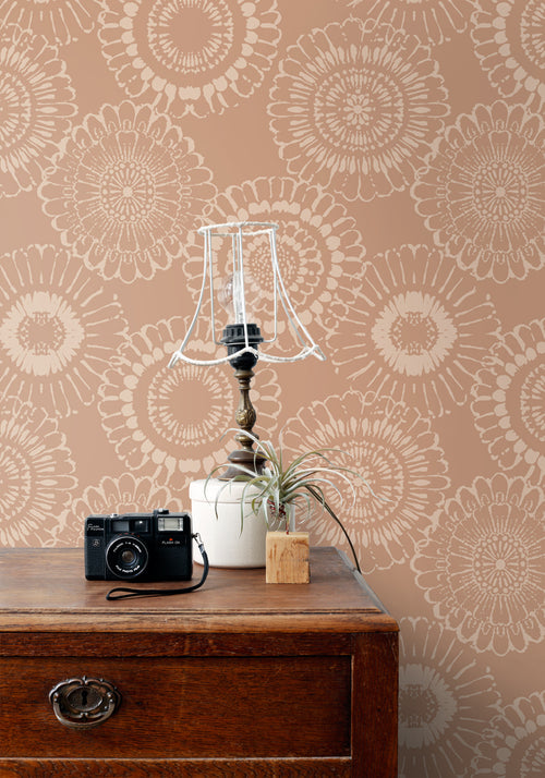 ESTAhome behang bloemen terracotta - 50 x 900 cm - 139824