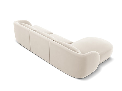 Cosmopolitan Design linker hoekbank Tulum 4-zits, flueel, lichtbeige - 156x255x70cm