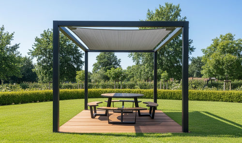 MaximaVida ronde aluminium picknicktafel Bermuda Ø 250 cm zwart - vtwonen shop