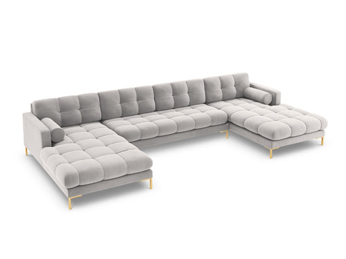 Cosmopolitan Design Panoramische bank Bali 7-zits, flueel, geld - 185x383x75cm