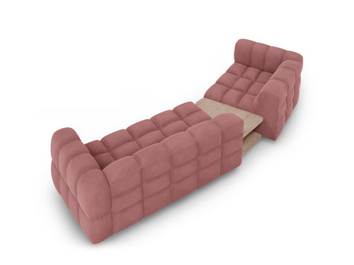Cosmopolitan Design linker modulaire bank Sky 3-zits, flueel, zalm - 148x353x70cm