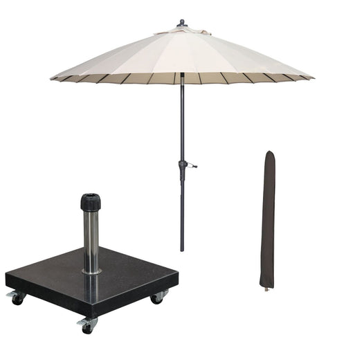 Garden Impressions stokparasol Manilla ecru Ø250 cm met Eureka voet en hoes