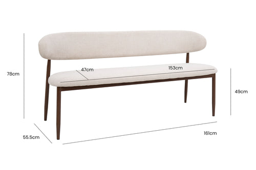 Giga Meubel Eetkamerbank Alexia - Stof - Beige/Naturel - 160x55x77cm - vtwonen shop