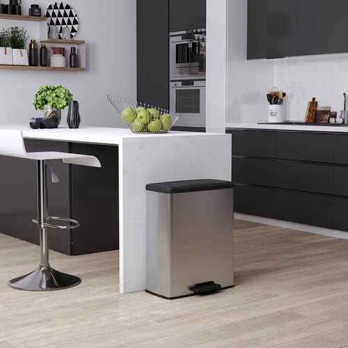 Curver Decobin Duo Prullenbak - 26L+26L - Rechthoekig - Zilver Metallic - vtwonen shop