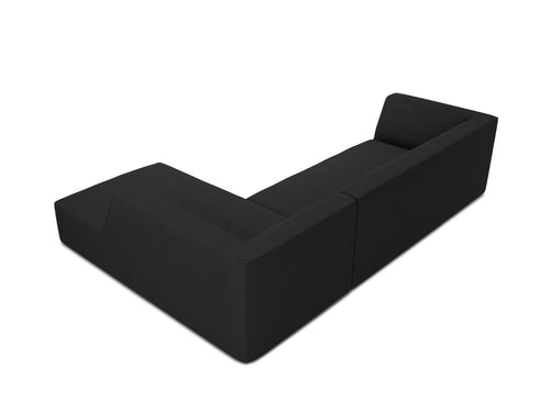 Micadoni rechter hoekbank Ruby 4-zits, structurele stof, zwart - 180x273x69cm