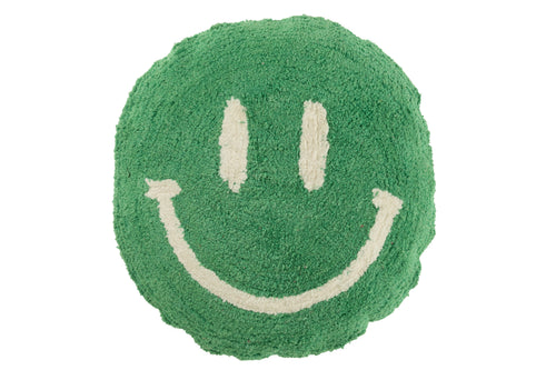 J-Line kussen Smiley Getuft - katoen - groen/wit