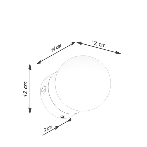 Sollux Lighting Wandlamp YOLI 1 salie met schakelaar - 12x14x12cm