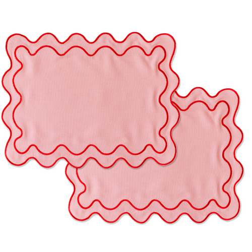 Kulu Club placemats Wavy - linnenmix - roze - set van 2 - vtwonen shop