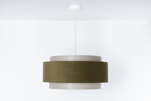 bpskoncept hanglamp Doblo  -linnen & olijfgroen - Ø50 cm