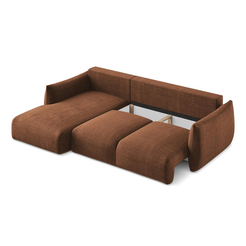 LaMiaSofa hoekbank links Savona - textuurstof - terracotta - 242x162x90