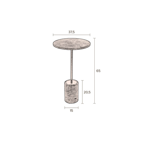 Dutchbone Gunnar Bijzettafel Rond 37,5 cm Marmer Wit/ Goud - vtwonen shop