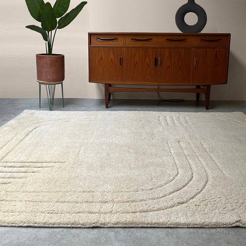 Malagoon vloerkleed Deco line - creme wit - 160x230cm 100% wol