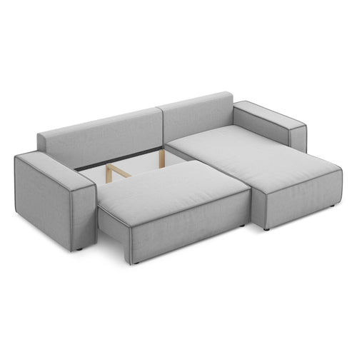 LaMiaSofa hoekbank rechts Livorno - velours - grijs - 290x185x82
