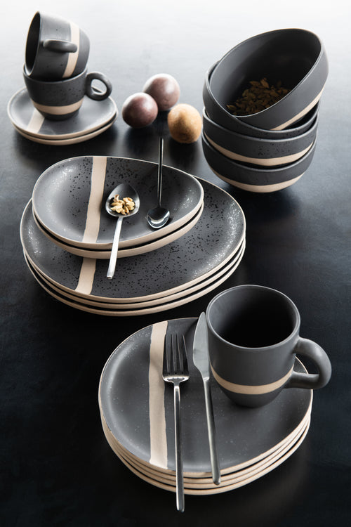 J-Line bord - keramiek - zwart/taupe - small