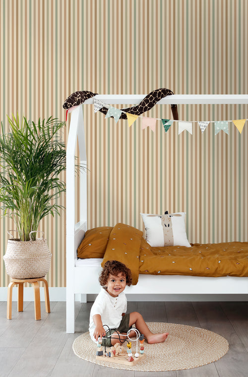 ESTAhome behang strepen groen en bruin - 50 x 900 cm - 131605 - vtwonen shop