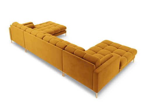 Cosmopolitan Design Panoramische bank Bali 7-zits, flueel, geel - 185x383x75cm