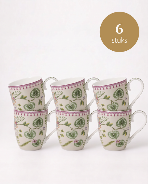 Pip Studio - XL Mokken - Lily & Lotus - Off White - Set van 6
