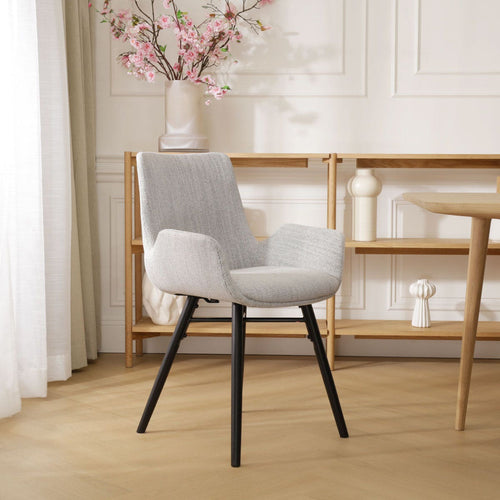 Nolon Nena-Eef Eetkamerstoel Beige Gemêleerd - Zwarte Houten Poten - vtwonen shop