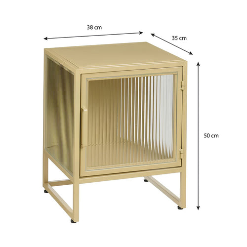 Mica Decorations Clifton Opbergkast met Deuren - L38 x B35 x H50 cm - Gebruik als Nachtkastje, Bestekkast en Meer - Metaal - Beige