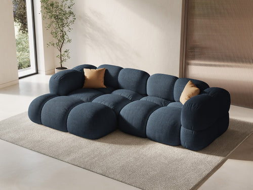 Cosmopolitan Design linker hoekbank Loretto 3-zits, structurele stof donkerblauw - 147x250x68cm