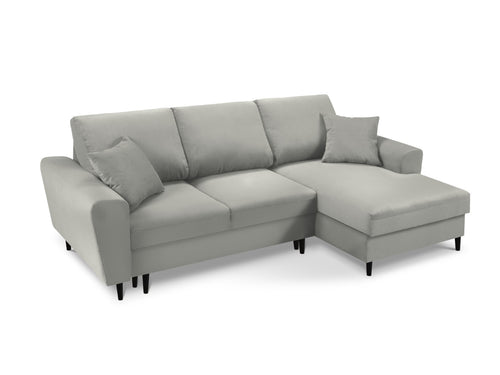 Cosmopolitan Design Converteerbare hoekbank rechts met opbergdoos Kyoto 4-zits, ribfluwelen, lichtgrijs - 145x241x88cm