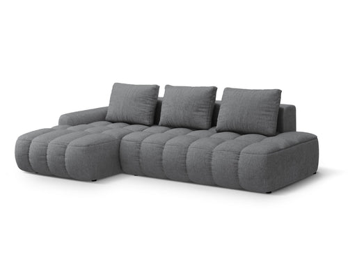 Cosmopolitan Design Uitklapbare hoekbank links met opbergdoos Linz 3-zits, structurele stof grijs - 142x275x84cm