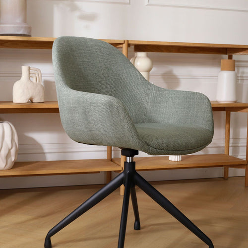 Nolon Nola-Mae Eetkamerstoel Saliegroen - Draaibaar Zwart Onderstel
