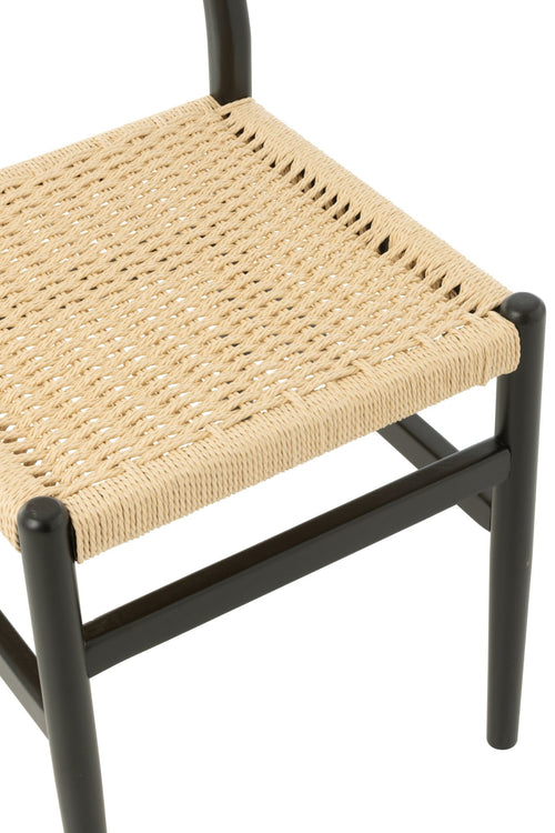 J-Line stoel Lap - beukenhout/touw - zwart