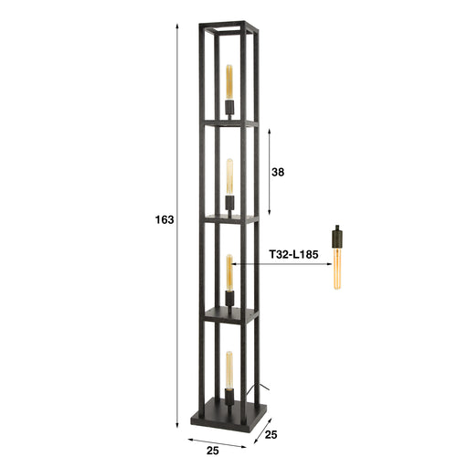 Hoyz Collection - Vloerlamp Quadra 4-lichts - Artic Zwart - vtwonen shop