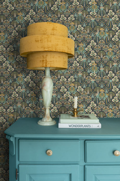 ESTAhome behang vintage bloemen in art nouveau stijl vergrijsd groen, blauw en beige - 50 x 900 cm - 130994 - vtwonen shop