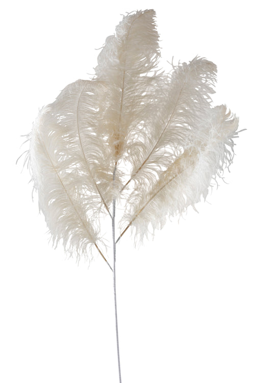 J-Line struisvogelpluim 5 delig - creme - large - vtwonen shop