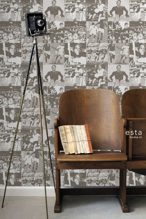ESTAhome behang sporthelden sepia bruin - 53 cm x 10.05 m - 138828
