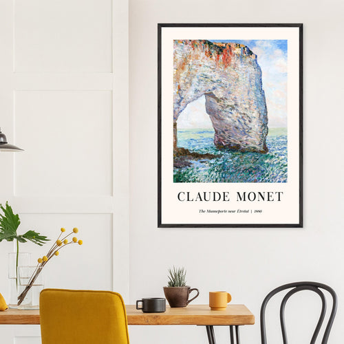 Artfulprints Poster met Lijst Claude Monet - The Manneport near Étretat   - A4 21x29.7 cm - Lichtblauw