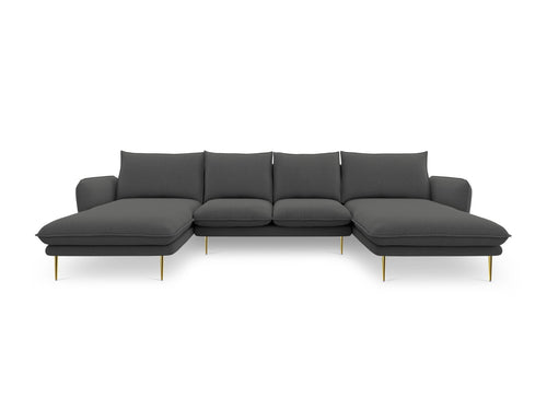 Cosmopolitan Design Panoramische bank Vienna 6-zits, structurele stof, donkergrijs - 170x350x95cm