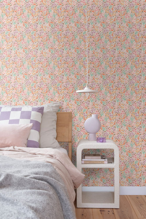 ESTAhome behang bloemetjes roze en blauw - 0.53 x 10.05 m - 131579