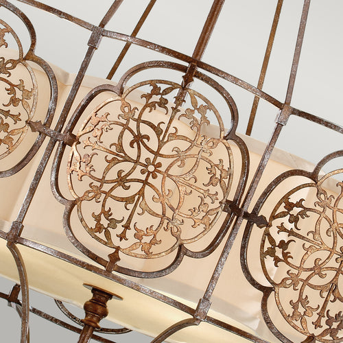 Elstead Marcella - 4-lichts ronde hangende Britse bronzen afwerking, E27