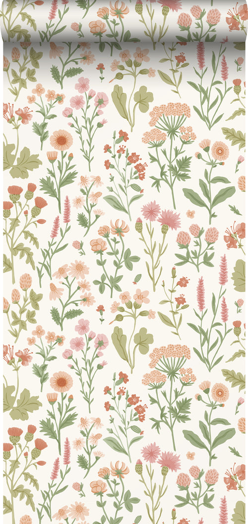Sanders & Sanders behang veldbloemen groen - 50 x 900 cm - 935379
