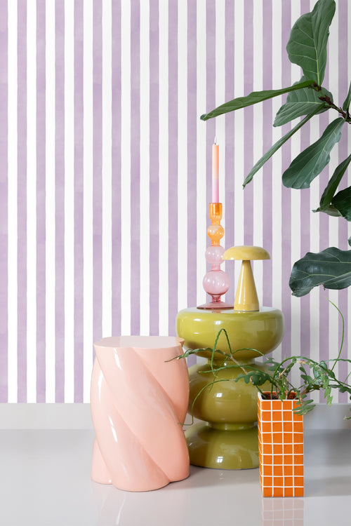 ESTAhome behang strepen paars en wit - 53 cm x 10.05 m - 131305 - vtwonen shop