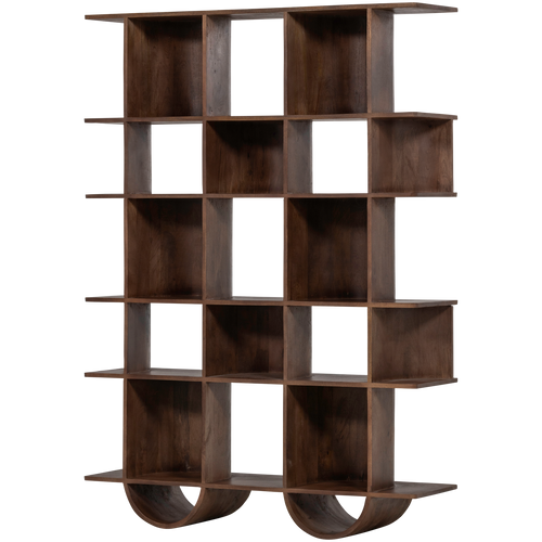 WOOOD boekenkast Sinne - Mangohout - Walnoot/Bruin - 180x130