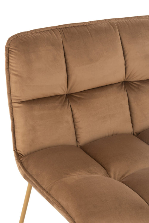 J-Line loungestoel Lisa - metaal/textiel - bruin - 2 stuks
