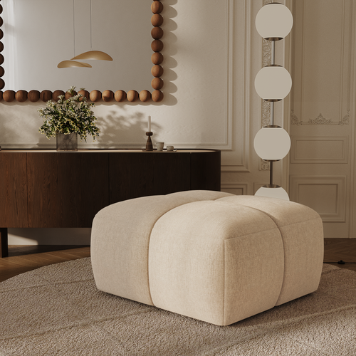 Premium Interiors - Poef MOSS - fluweel met structuur beige 78cm