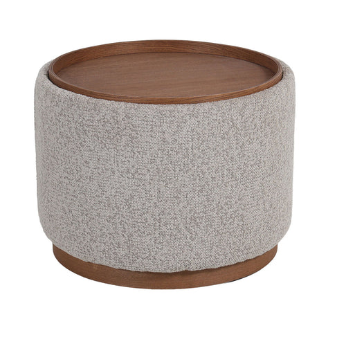 DÉJA Living Salontafel Marcia – Rond – Met Opbergruimte – Essen Fineer – 55x55x42 cm – Taupe/Walnoot