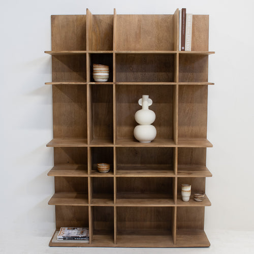 Giga Meubel Wandkast Lumo - Mangohout - Lichtbruin - 140x38x200cm - vtwonen shop