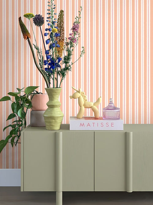 ESTAhome behang strepen roze en rood - 50 x 900 cm - 131963